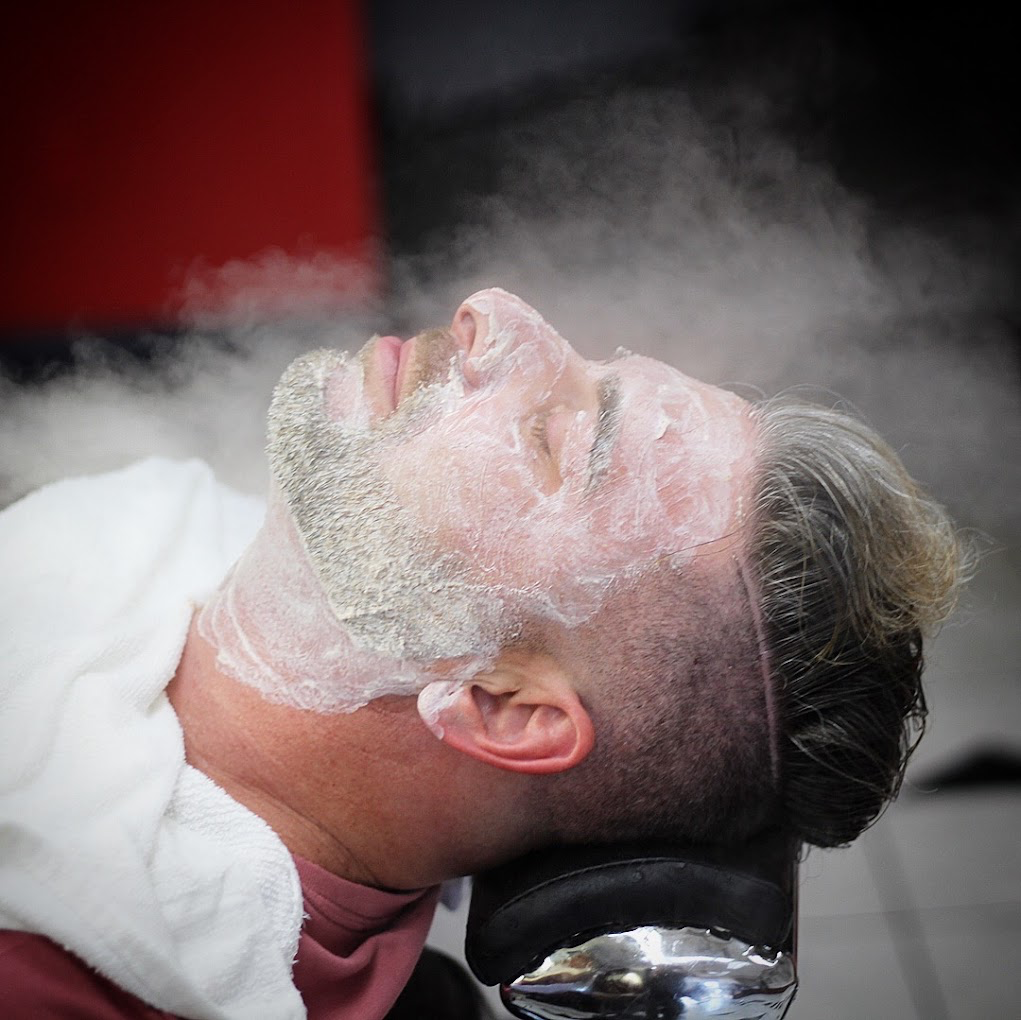 Hot towel straight razor shave